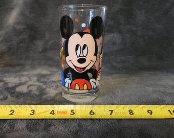 Bicchiere in vetro vintage The Walt Disney Company Topolino Minnie Paperino