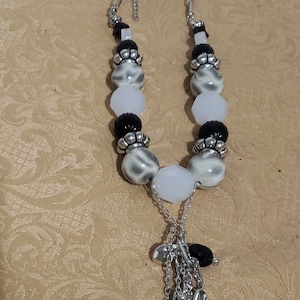 New Paparazzi white,black and silvertone Necklace and earrings set