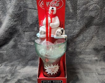 NOS Vintage Coca Cola Drink Buddy Plastic Polar Bear Cup Memorabilia New Original Package