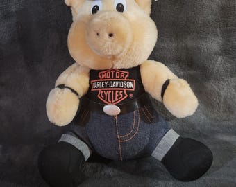 Harley-Davidson ぬいぐるみ ハーレーダビッドソン バイク ぬいぐるみ タグ ビーンバッグ 豚 デニム