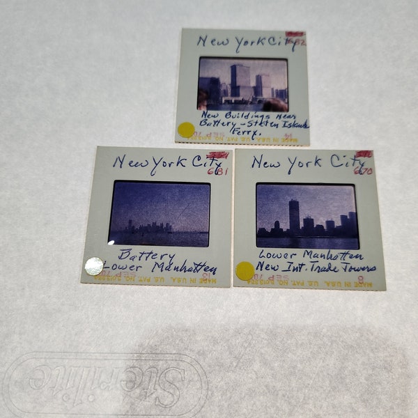 Lot of 3 1970s Vintage New York City 35mm Film Slides Ferry/Lower Manhattan/Staten Island TWIN TOWERS