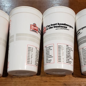 Vintage 1989 Set of 4 Wendy&#39;s 32oz OHIO STATE Plastic Cup Rare Collectible