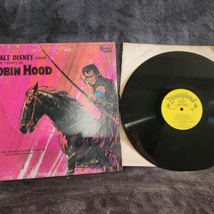 J* Vintage 1960s Robin Hood Disneyland Walt Disney vinyl record