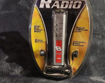 J* Sealed Nascar #8 Dale Earnhardt Jr. Mini Scan FM Radio LED Flash Light RARE