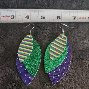 New Handmade Mardi Gras New Orleans Louisiana style dangle earrings 3.5&quot;