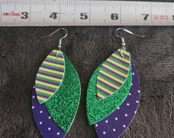 New Handmade Mardi Gras New Orleans Louisiana style dangle earrings 3.5"