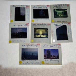 Lote de 8 diapositivas de película de 35 mm del edificio de la ONU de Nueva York de la década de 1970