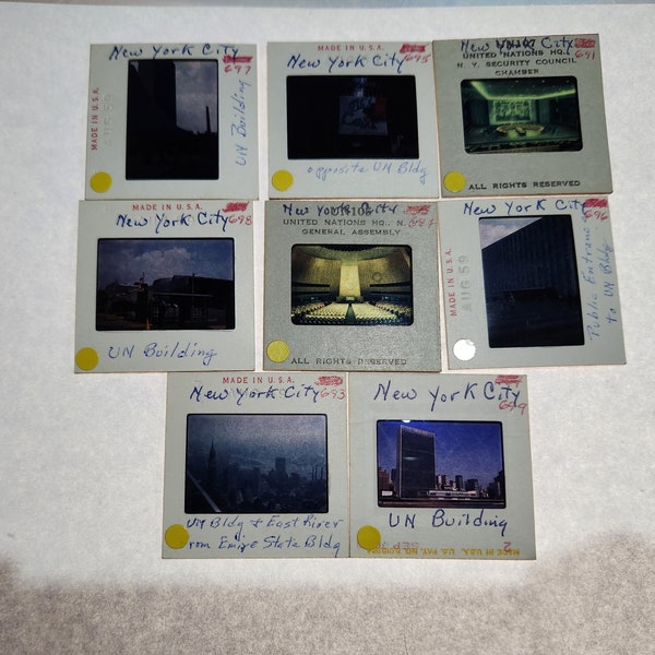Lot of 8 1970s Vintage New York UN building 35mm Film slides