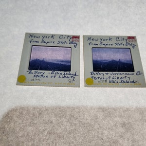 Lot of 2 Vintage New York City 35mm Film Slides 1970s Ellis Island, Statue of Liberty, Twin towers