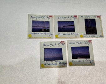 Lot de 5 diapositives de film vintage New York City 35 mm des années 1970 Veranzano Bridge