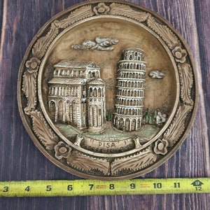 Vintage 8.5&quot; Pisa Torre Pendente, Germany Wall Art Raised 3D Plaque wooden