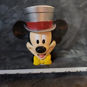 Vintage Disney on Ice Mickey Mouse Mug Silver Flip Top Hat Lid Snack Cup