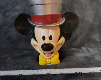 Vintage Disney on Ice Mickey Mouse Mug Silver Flip Top Hat Lid Snack Cup