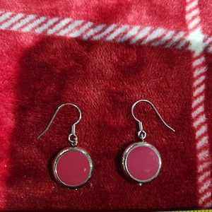 Vintage dangle drop round pink earrings Costume Jewelry