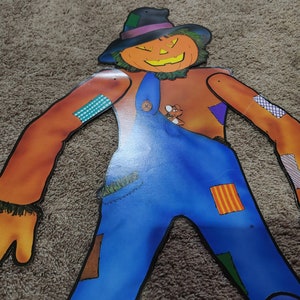Vintage Die Cut Jointed Pumpkin Scarecrow 36" Single Sided Halloween ...