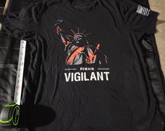 Camisa vintage Ronald Reagan Remain Vigilant Defender Gear para adultos, talla grande, color negro