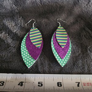 New Handmade Mardi Gras New Orleans Louisiana style dangle earrings 3.5&quot;