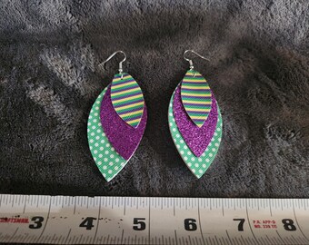 New Handmade Mardi Gras New Orleans Louisiana style dangle earrings 3.5"