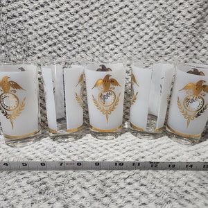 Vintage Libbey Federal Eagle Gold Highball Glasses, Set of 5