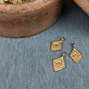 Brass pendant diamond #70 for jewelry making macrame jewelry / 18 mm X 12 mm / macrame accessories / brass jewelry