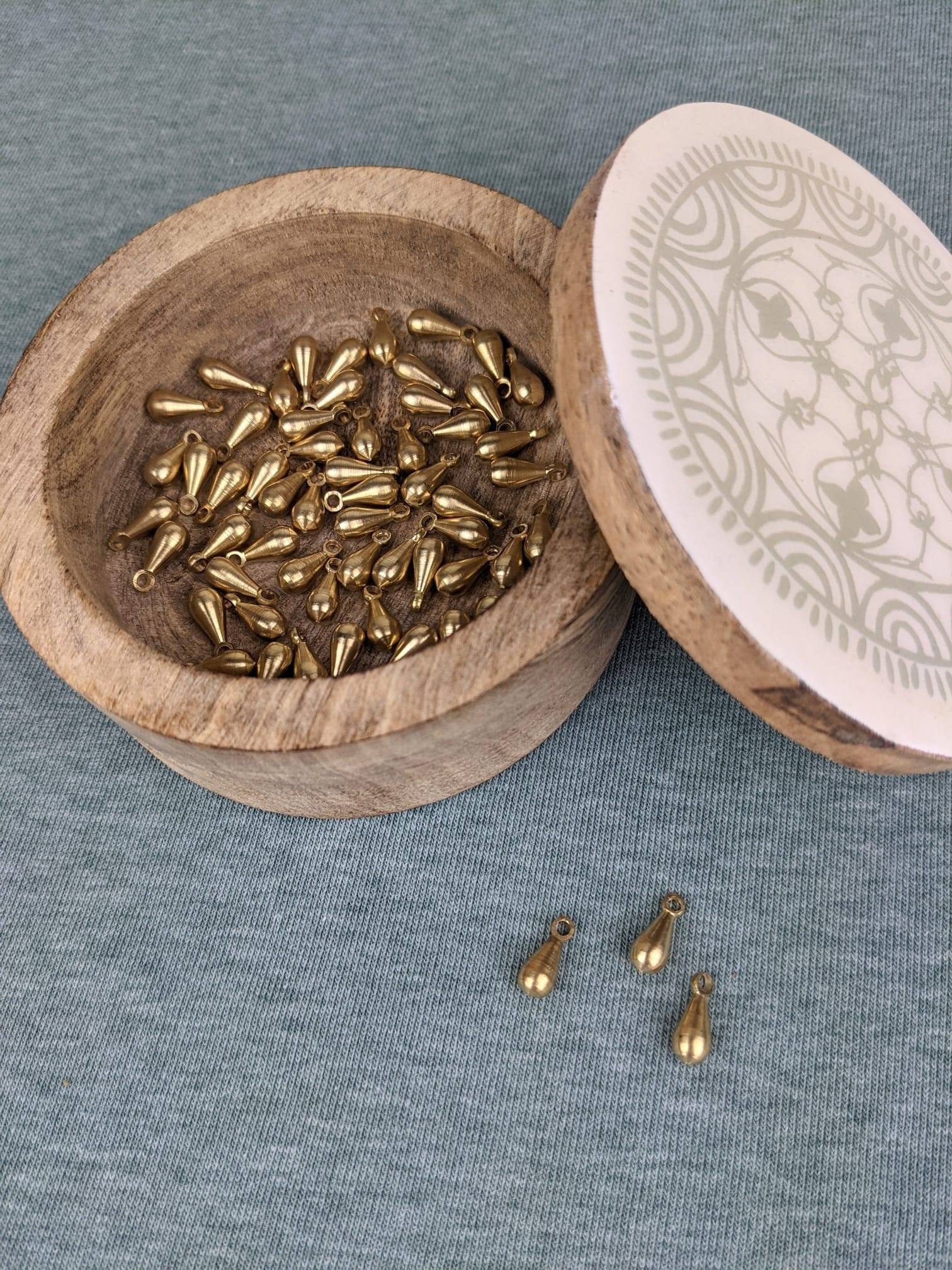 Brass pendant drop #4 for making macrame jewelry / 5 mm X 13 mm / macrame accessories / brass jewelry