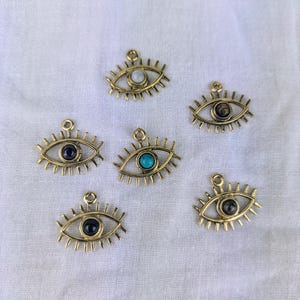 Brass charm eye with semi-precious stones #20 for making macrame jewelry / 16 mm X 18.5 mm / Macrame accessories / Brass jewelry