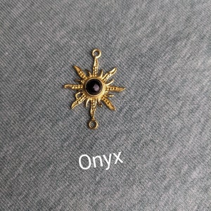 Brass charm sun with semi-precious stones 1 for jewelry making macrame jewelry / 39 mm X 30 mm / macrame accessories / brass jewelry image 3