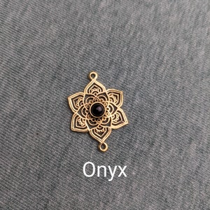 Brass charm star with semi-precious stones 14 for jewelry making macrame jewelry / 22 mm X 30 mm / macrame accessories / brass jewelry image 3