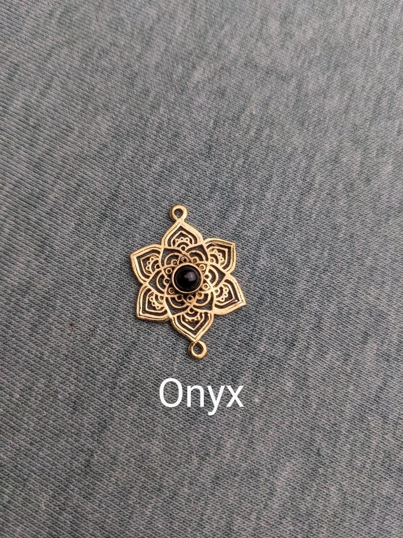 Brass charm star with semi-precious stones 14 for jewelry making macrame jewelry / 22 mm X 30 mm / macrame accessories / brass jewelry image 3