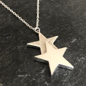 Individually Handmade Sterling Silver Double Star Pendant