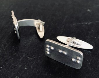 Individually Handmade Sterling Silver Personalised Braille Cufflinks