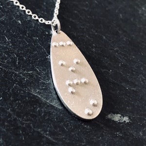 Individually Handmade Sterling Silver Braille Teardrop Pendant - Dad/Mum/Mom/Love