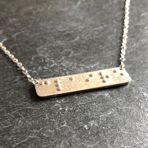 Individuell Handgefertigte Sterling Silber Braille Bar Halskette