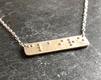 Individually Handmade Sterling Silver Braille Bar Necklace