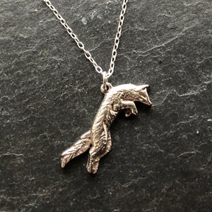 Individually Handmade Sterling Silver Jumping Fox Pendant