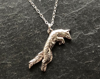 Individually Handmade Sterling Silver Jumping Fox Pendant