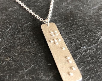 Individually Handmade Sterling Silver Braille Pendant