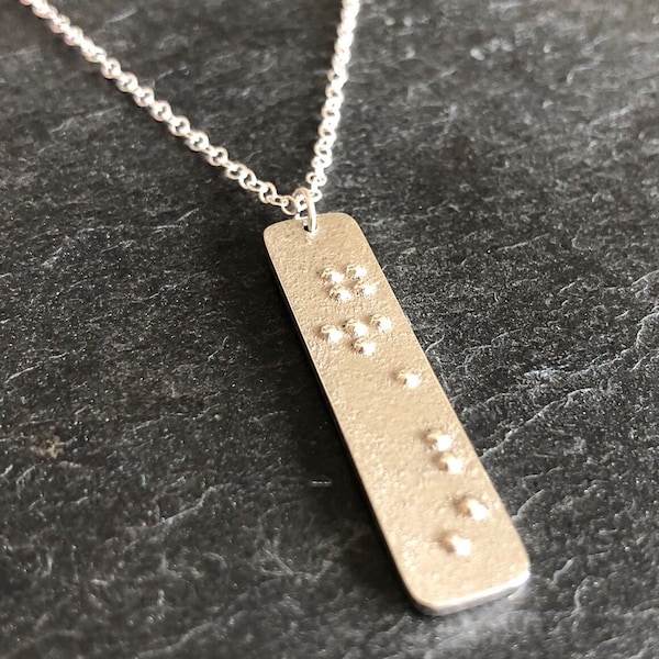 Individually Handmade Sterling Silver Braille Pendant