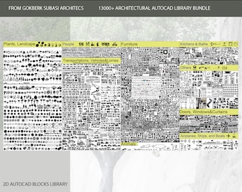 Bibliothèque CAD DWG 2D avec blocs Mega AutoCAD, 13000+, modèles, dessins, lot (plantes, personnes, canapé, transport, cuisine et cadeaux supplémentaires, etc.)