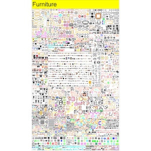 May include: A large collection of furniture designs, including frames, doors, windows, and other architectural elements. The designs are in various styles and colors, including black, white, brown, and gold.