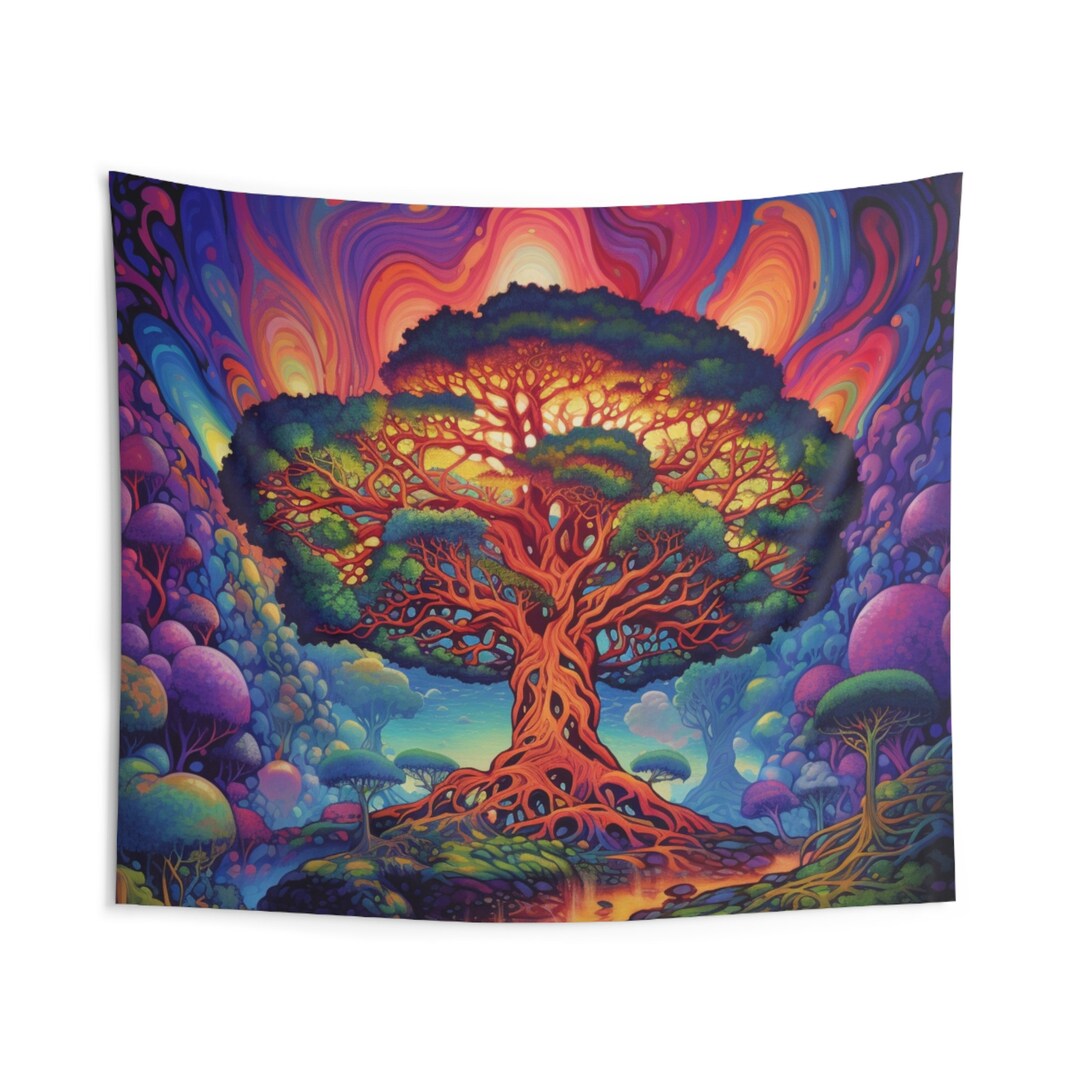 Psychedelic Tree Pattern Psychedelic Tree Tapestry - Etsy