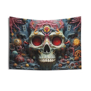 Psychedelic Skull Tapestry