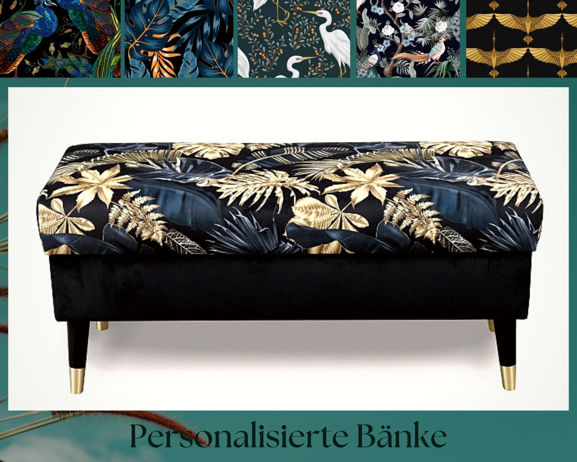 Banc avec rangement FAIT MAIN | Grand choix de tissus | Coffre à chaussures | Banc à chaussures | Coffre à banc | Repose-pieds avec rangement | Pouf g