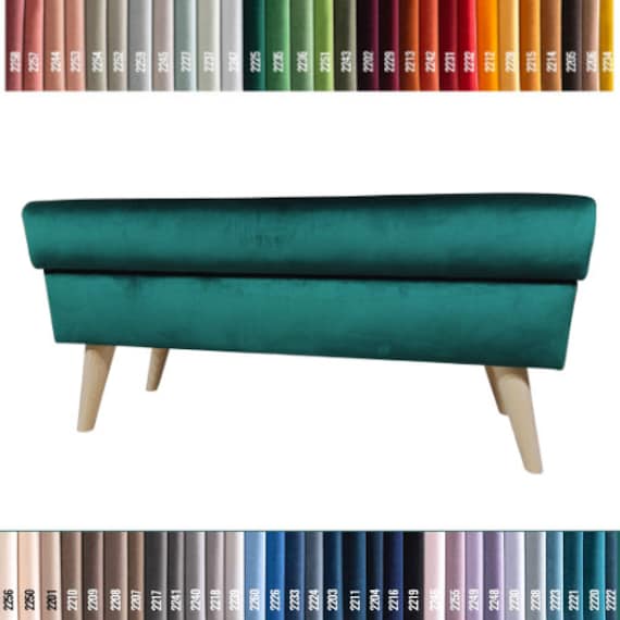 Banc avec rangement HANDEGMACHT Grand choix de tissus | Coffre à chaussures | Banc à chaussures | coffre de banc | Repose-pieds avec rangement | Pouf