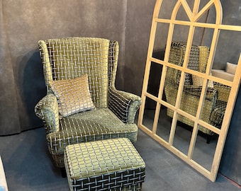 Fauteuil Boho design coloré Avec tabouret sélection de tissus accrocheur très confortable