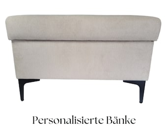 Banc avec espace de rangement | Ottomane | Coffre à chaussures | Banc à chaussures | poitrine | Repose-pieds avec rangement DE Lux HANDMADE Cord Boucle sélection de tissus