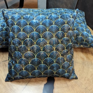 Housse de coussin coussin décoratif avec compartiments de remplissage avec coussin intérieur 40x40 velours avec fermeture éclair