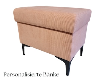 Banc avec espace de rangement | Ottomane | Coffre à chaussures | Banc à chaussures | poitrine | Repose-pieds avec rangement DE Lux HANDMADE Cord Boucle sélection de tissus