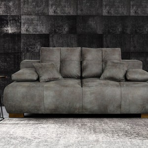 Sofa Zweisitzer mit Schlaffunktion und Bettkasten Modern 7 Farben zur Auswahl weicher lederähnlicher Stoff  ꧁ CARTER ꧂