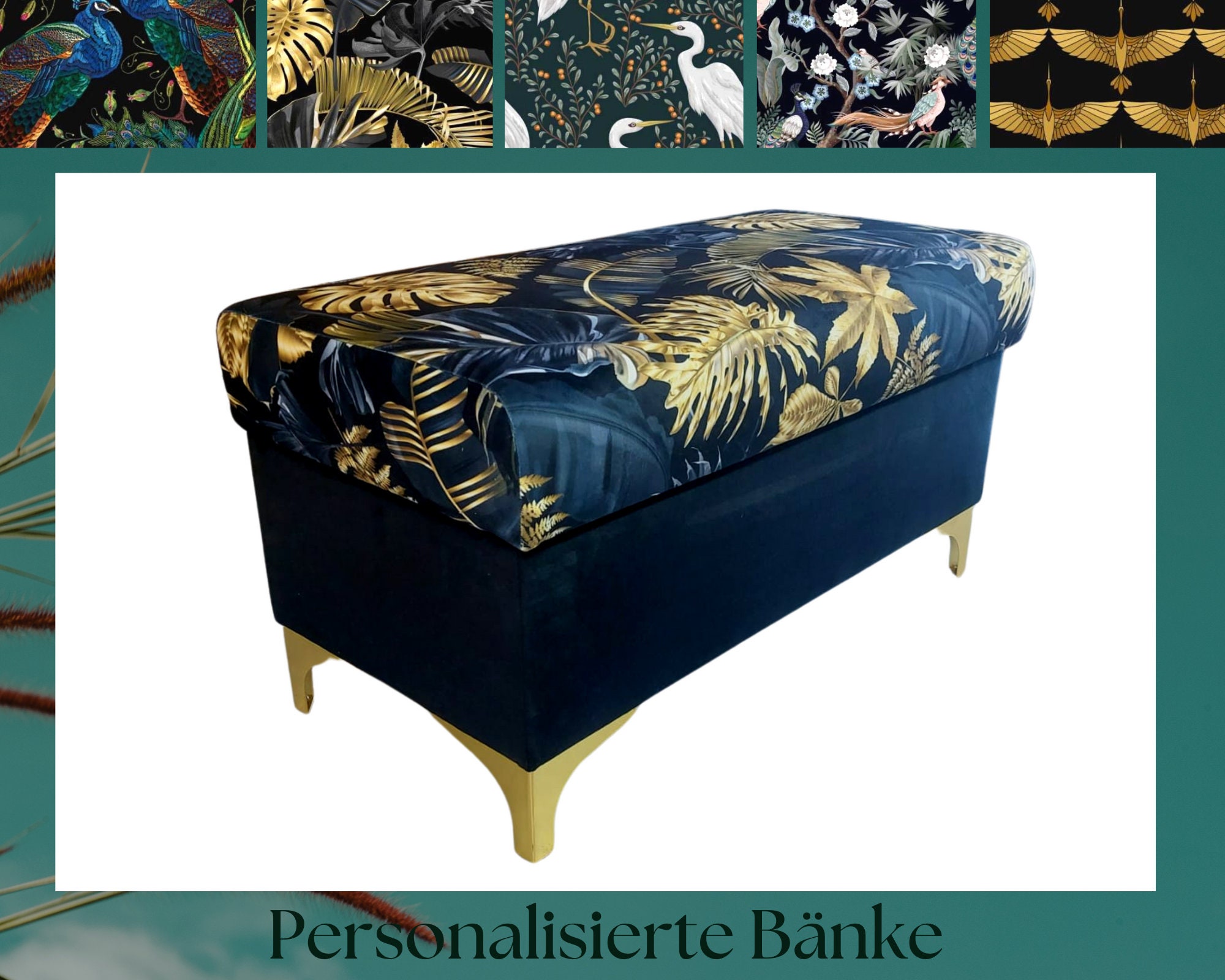 Banc avec espace de rangement | pouf | coffre à chaussures | banc à chaussures | poitrine | Pouf avec rangement Sélection tissu DE Lux HANDMADE Monste